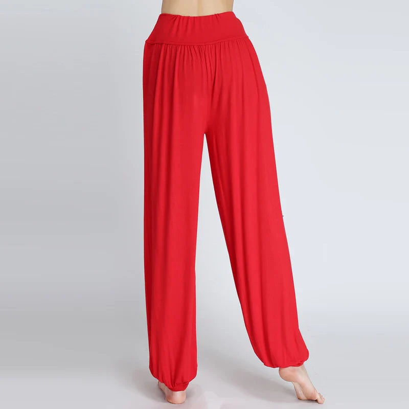Women's Modal Dance Pants – Loose-Fit Wide-Legged Leotards for Latin & Yoga Practice, Soft Home Trousers N24