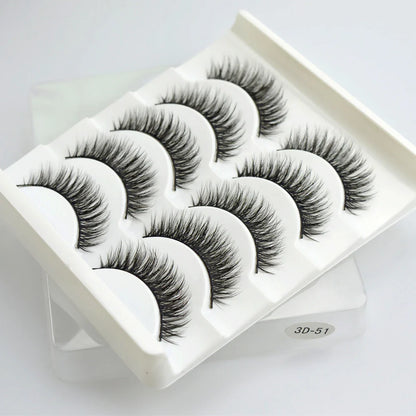 QSTY 5 Pairs 3D Mink False Eyelashes – Natural Long Dramatic Volume Black Lash Extensions