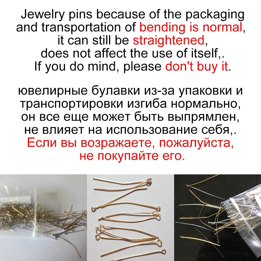 Jewelry Eye Pins & Ball Head Pins - 100/200pcs DIY Findings for Earrings Bracelets Pendants 16-60mm Craft Making Supplies