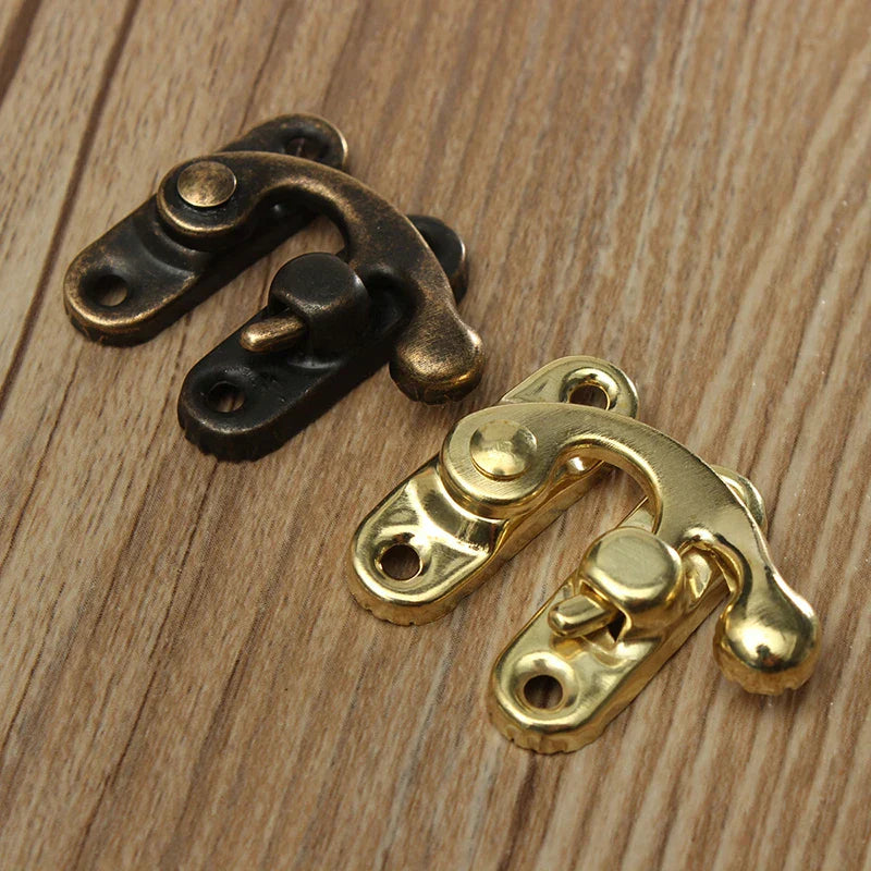 NAIERDI Small Antique Metal Lock – Decorative Hasps Hook Padlock for Wooden Jewelry Boxes, Furniture Hardware with Screws