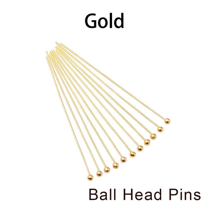 Jewelry Eye Pins & Ball Head Pins - 100/200pcs DIY Findings for Earrings Bracelets Pendants 16-60mm Craft Making Supplies