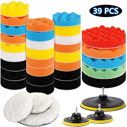 Car Polishing Sponge Pads Kit – Foam Buffer Waxing Pads for Scratch Removal, Auto & Motorcycle Paint Polishing and Detailing Tool Kit