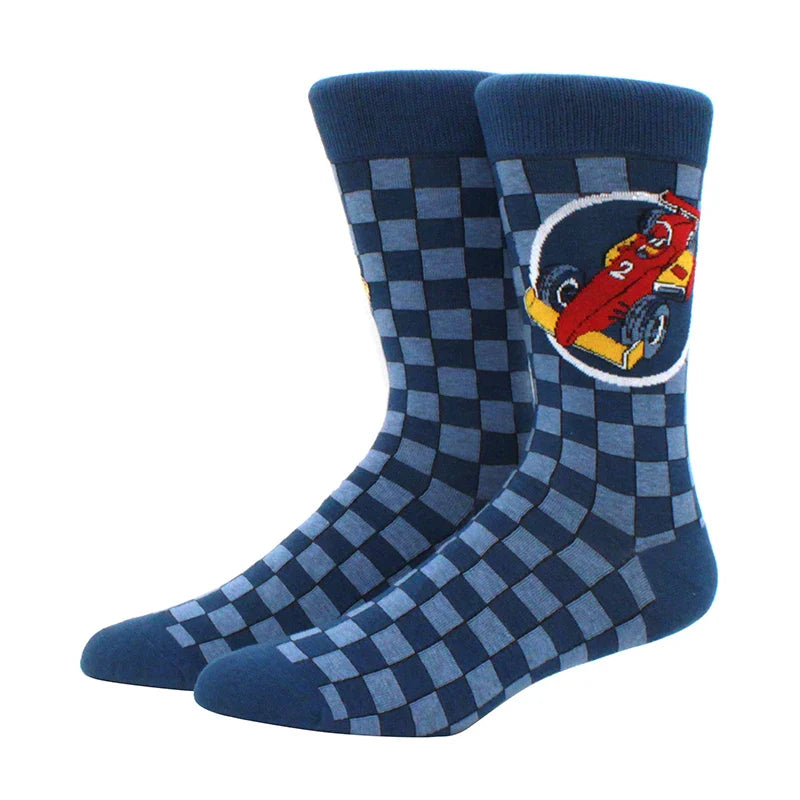 Funny Cartoon Fashion Cotton Socks – Hip Hop Skateboard Style Socks for Men & Women, Beer, Pizza, Astronaut & Pineapple Print Casual Wear Socks