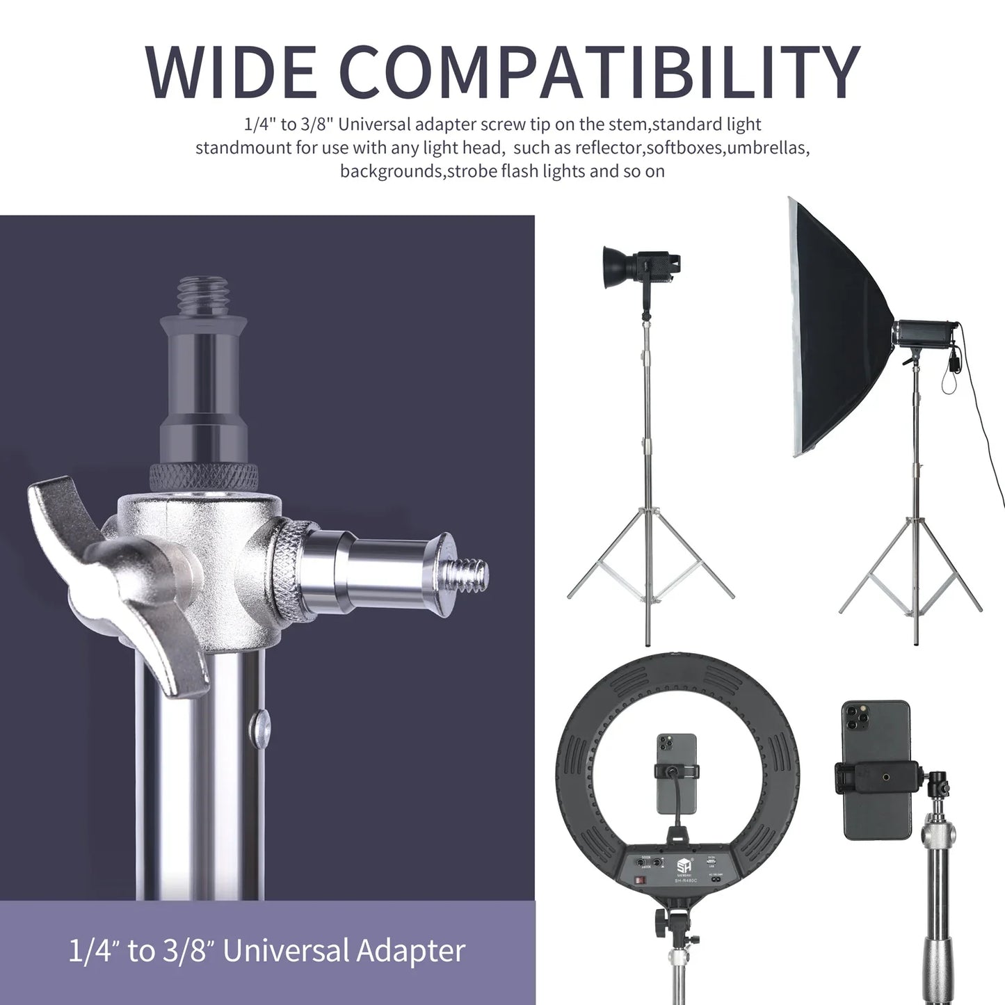 290cm Air Pressure Tripod - 10kg Bearing Stainless Steel Light Stand for Camera, Ring Light, Live Streaming & Photography