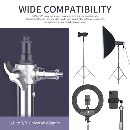290cm Air Pressure Tripod - 10kg Bearing Stainless Steel Light Stand for Camera, Ring Light, Live Streaming & Photography
