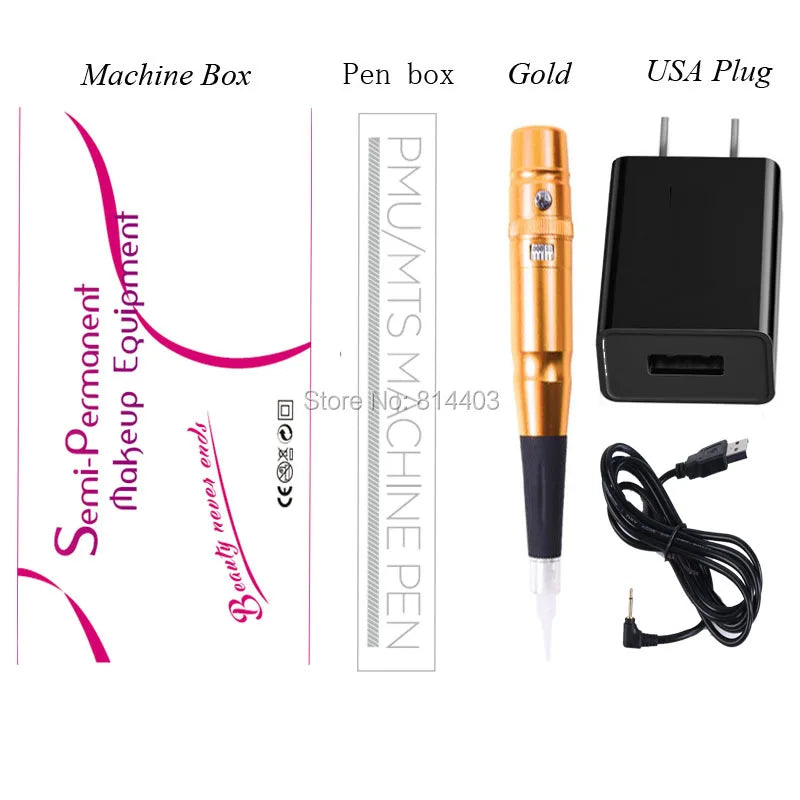 Professional Dermografo Universal PMU Tattoo Pen - Rotary Machine with Speed Control for Lip & Eyebrow Makeup Tattoo