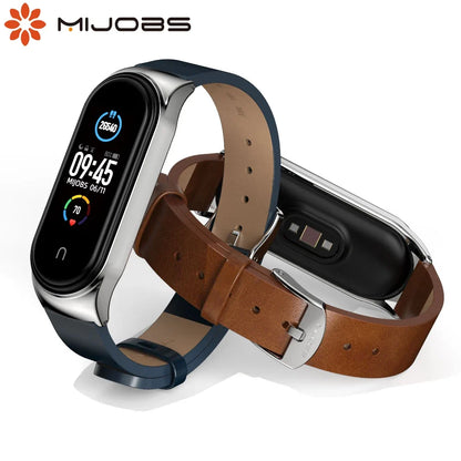 Leather Strap for Xiaomi Mi Band - Stylish Replacement Wristband for Mi Band 10/9/8/7/6/5 Mijobs Design