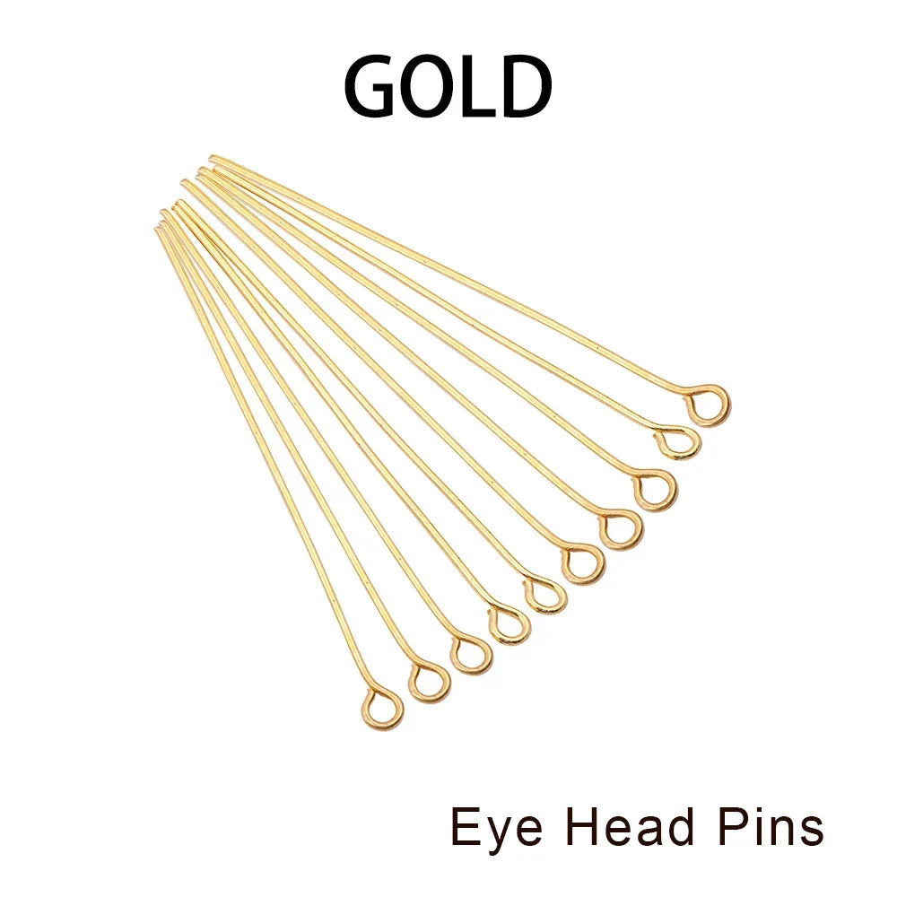 Jewelry Eye Pins & Ball Head Pins - 100/200pcs DIY Findings for Earrings Bracelets Pendants 16-60mm Craft Making Supplies