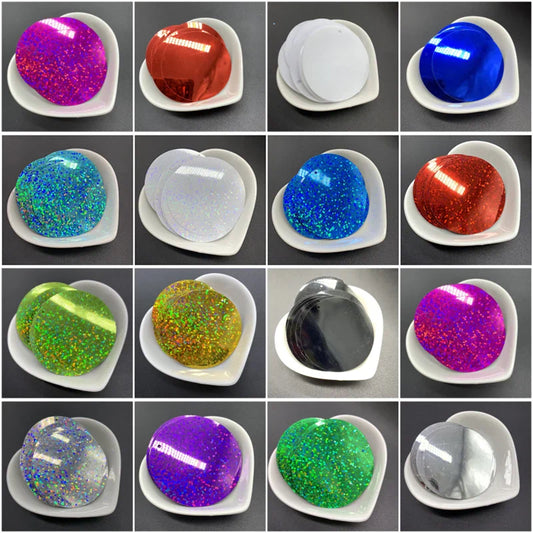 50PCS 50mm Flat Round Sequins with Side Hole – PVC Loose Paillettes for Sewing, DIY Crafts & Wedding Decorations
