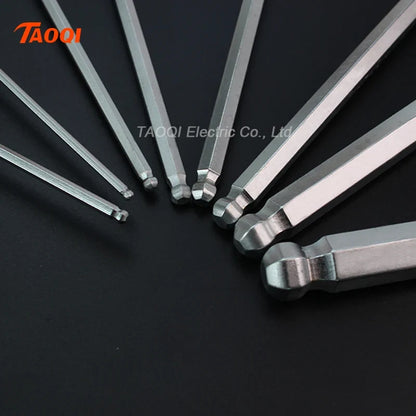 Hex Key Allen Wrench Adapter Set - Chrome Vanadium Steel Ball And Flat Head Hand Tool