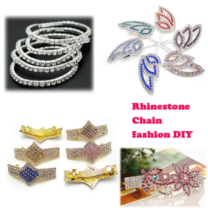 Glitter Rhinestone Chain Trim - SS6 SS16 Crystal Sew-On Glue-On Decoration For DIY Clothing Accessories