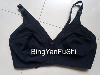 Women's White Cotton Bra - Large Bust C-F Cup Push-Up Seamless Lace Comfort Bra