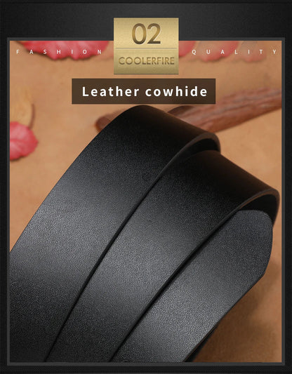 Men's High-Quality Genuine Leather Belt – Luxury Designer Cowskin Fashion Strap for Jeans & Cowboy Style