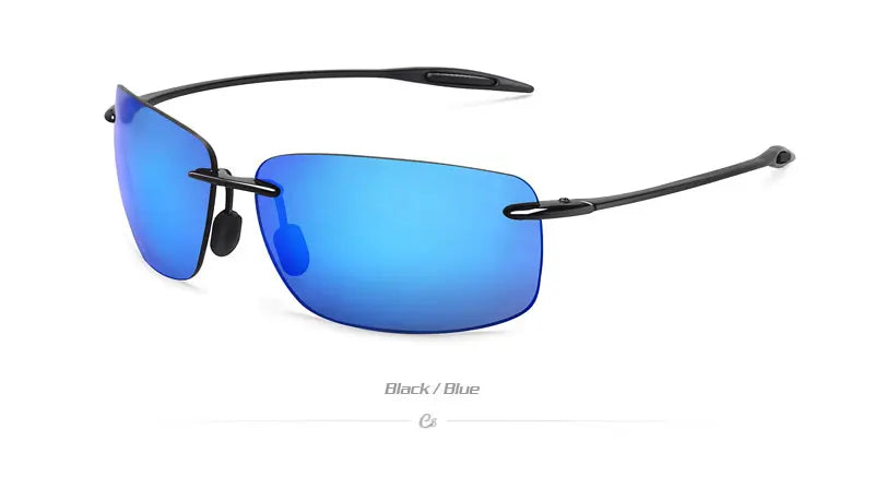 JULI The Matrix Classic Sports Rimless Sunglasses for Men - Orange Rectangle Ultralight Frame, UV400 Protection Driving Eyewear (MJ8009)