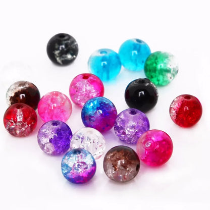 Crystal Glass Crackle Beads - 4/6/8/10mm Round Spacer Charm Beads for DIY Jewelry Making