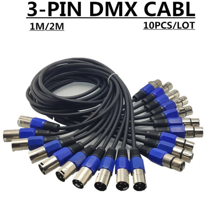 DMX512 3-Pin Stage Lighting Cable - 1M & 2M Signal Cable for LED PAR Lights and DJ Equipment