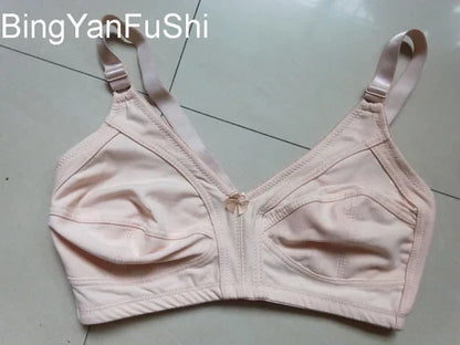 Women's White Cotton Bra - Large Bust C-F Cup Push-Up Seamless Lace Comfort Bra