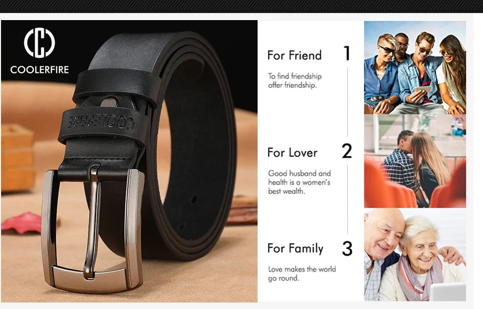 Men's High-Quality Genuine Leather Belt – Luxury Designer Cowskin Fashion Strap for Jeans & Cowboy Style
