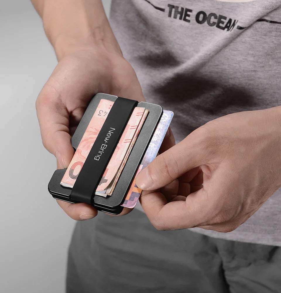 NewBring Multi-Functional Metal Money Clip – Men's Credit Card Wallet with Key Holder