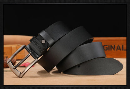 Men's High-Quality Genuine Leather Belt – Luxury Designer Cowskin Fashion Strap for Jeans & Cowboy Style