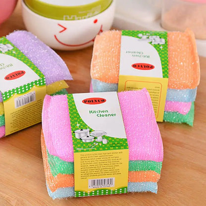 4Pcs Nonstick Kitchen Cleaning Pads - Oil Absorbing Scouring Cloths Sponge Towels for Dish Washing, Bowls & Cookware