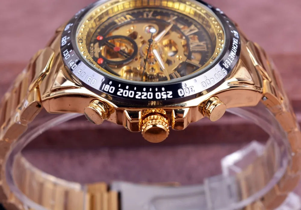 Winner Men's Luxury Mechanical Watch – Sport Design Bezel, Automatic Skeleton Dial, Fashion Montre Homme