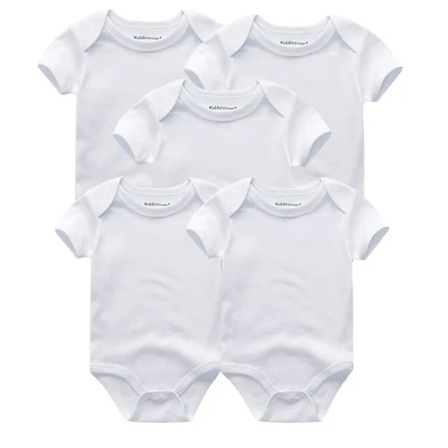 5PCS Newborn Baby Bodysuit Set - Soft Cotton Unisex Baby Clothes with Cartoon Print for Boys & Girls
