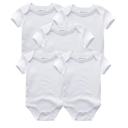 5PCS Newborn Baby Bodysuit Set - Soft Cotton Unisex Baby Clothes with Cartoon Print for Boys & Girls