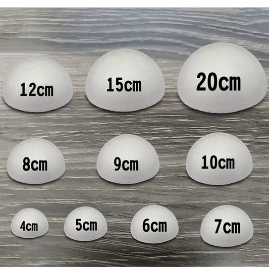 Half Round Styrofoam Foam Balls for DIY Crafts – Solid Polystyrene, 4–30cm for Christmas & Kids Projects