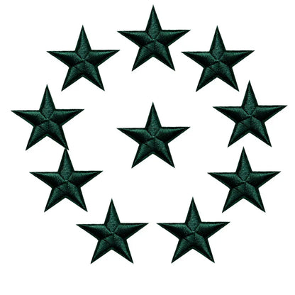 10pcs Star Embroidered Iron-On Patches – Gold Silver Red Blue Pink DIY Applique Badges for Clothes & Craft Decoration