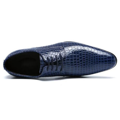 Men’s Snakeskin Grain Leather Oxford Shoes - Lace-Up Wedding, Business and Office Dress Shoes Size 38-48