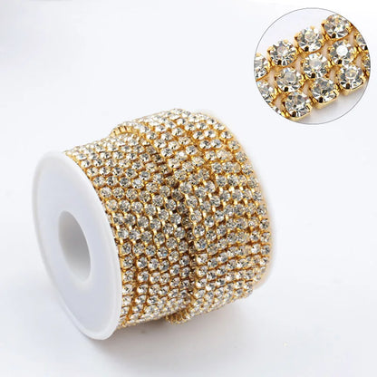 Glitter Rhinestone Chain Trim - SS6 SS16 Crystal Sew-On Glue-On Decoration For DIY Clothing Accessories