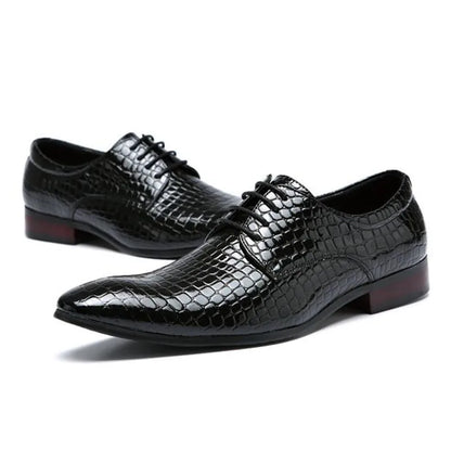 Men’s Snakeskin Grain Leather Oxford Shoes - Lace-Up Wedding, Business and Office Dress Shoes Size 38-48