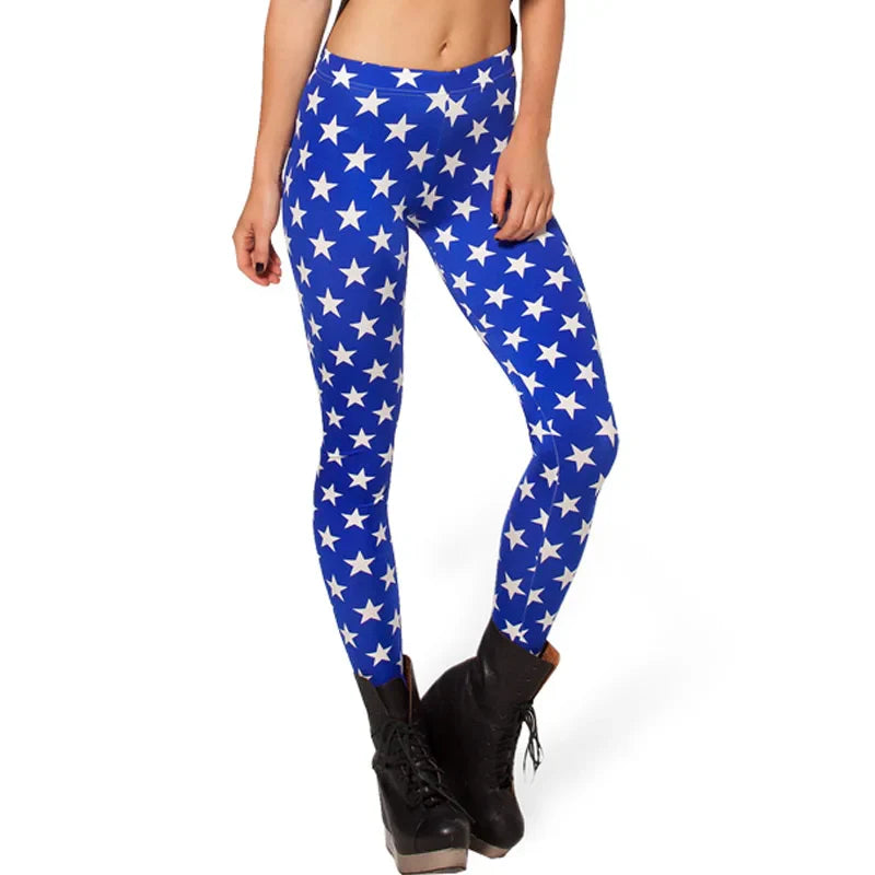 Women Summer Cartoon Print Leggings – Mermaid Galaxy Animal Donald Duck High Waist Stretch Slim Fit Milk Silk Pants L-1467