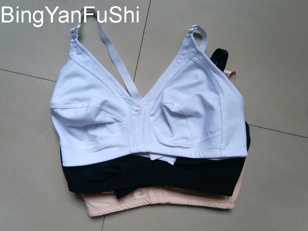 Women's White Cotton Bra - Large Bust C-F Cup Push-Up Seamless Lace Comfort Bra