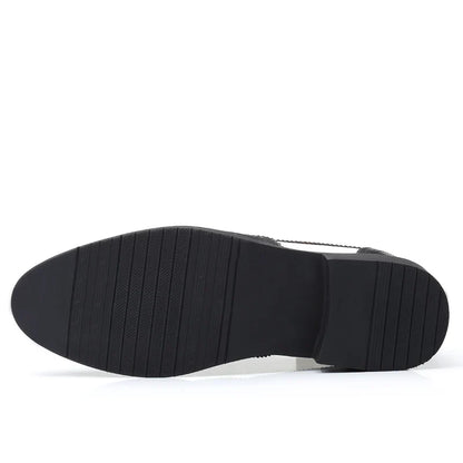 Men's Black & White Leather Oxford Shoes - Elegant British Style Wedding & Formal Party Dress Shoes