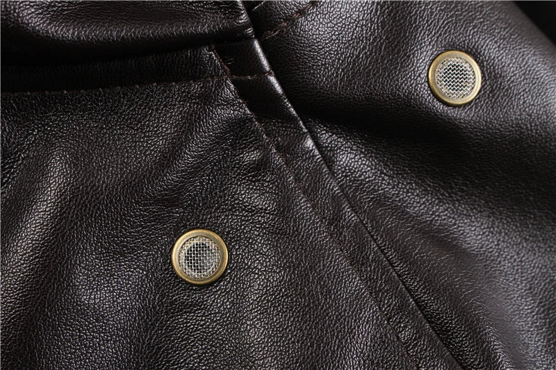 2025 Vintage A2 Leather Jacket for Men - Removable Fur Collar Padded Flight Motorcycle Bomber Coat