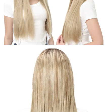 Synthetic U-Part Clip-in Hair Extensions – Long, Straight, Thick Blonde Hairpieces (16, 20, 24 Inch)