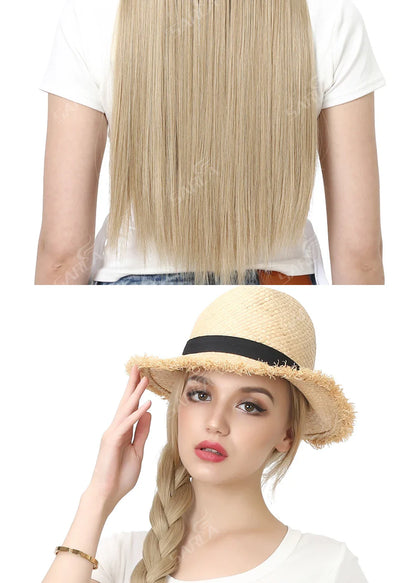 Synthetic U-Part Clip-in Hair Extensions – Long, Straight, Thick Blonde Hairpieces (16, 20, 24 Inch)