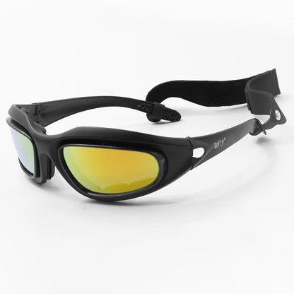 Daisy C5 Army Goggles Desert Storm - 4 Lens Polarized Hunting Sunglasses with UVA/UVB Protection for Outdoor Sports and Motorcycle Riding