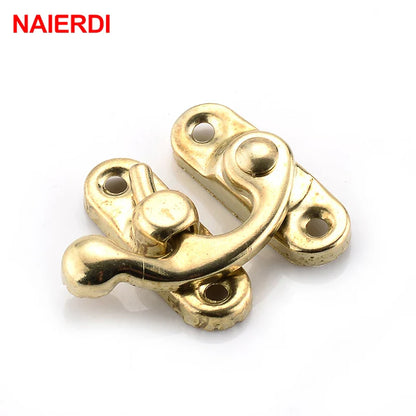NAIERDI Small Antique Metal Lock – Decorative Hasps Hook Padlock for Wooden Jewelry Boxes, Furniture Hardware with Screws