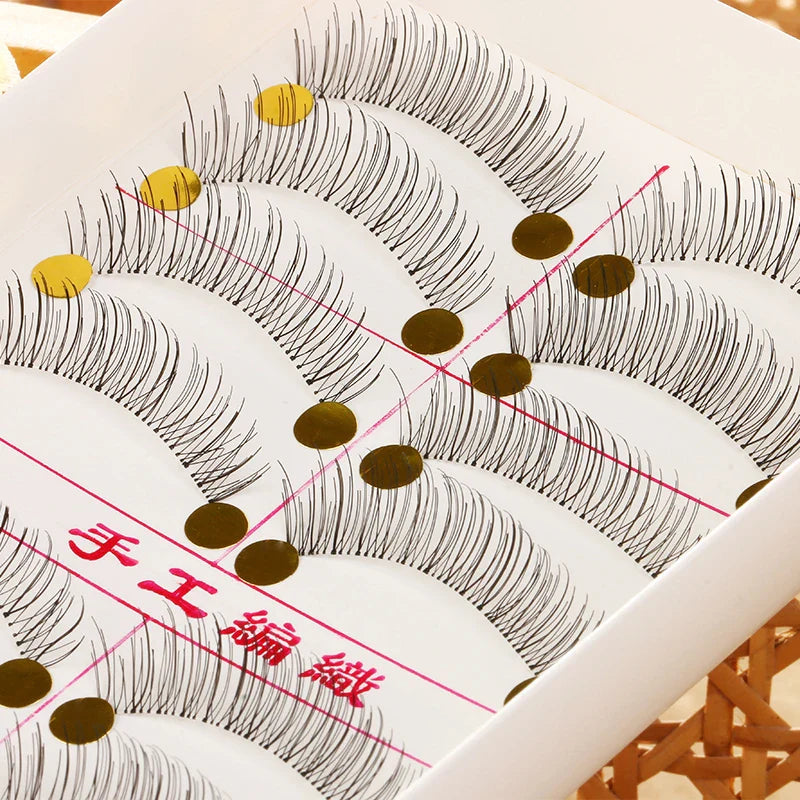 10 Pairs Handmade Natural Long False Eyelashes – Lightweight Dramatic Fake Lashes #217