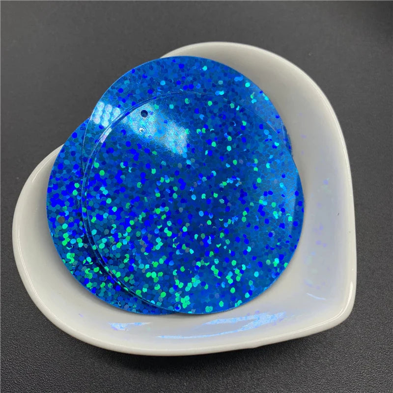 50PCS 50mm Flat Round Sequins with Side Hole – PVC Loose Paillettes for Sewing, DIY Crafts & Wedding Decorations
