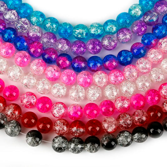 Crystal Glass Crackle Beads - 4/6/8/10mm Round Spacer Charm Beads for DIY Jewelry Making