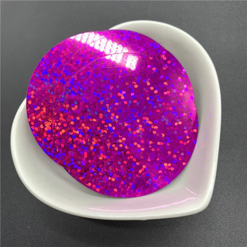 50PCS 50mm Flat Round Sequins with Side Hole – PVC Loose Paillettes for Sewing, DIY Crafts & Wedding Decorations