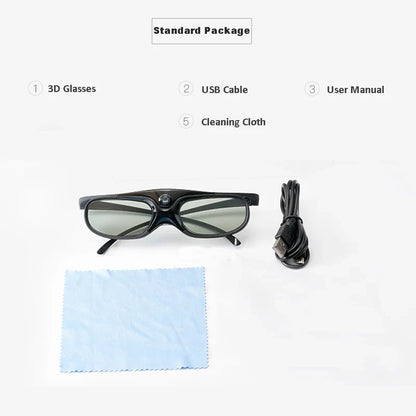2PCS Active Shutter 3D Glasses 96-144Hz – Compatible with BenQ, Acer, Optoma, JmGo V8, XGIMI Projectors