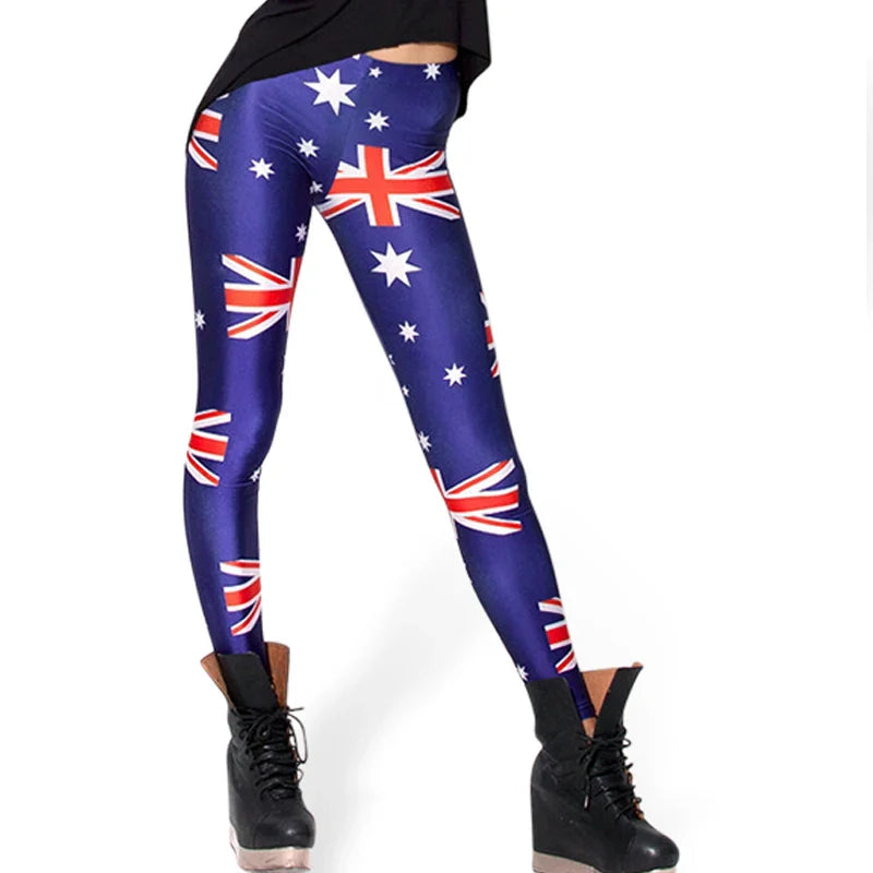 Women Summer Cartoon Print Leggings – Mermaid Galaxy Animal Donald Duck High Waist Stretch Slim Fit Milk Silk Pants L-1467