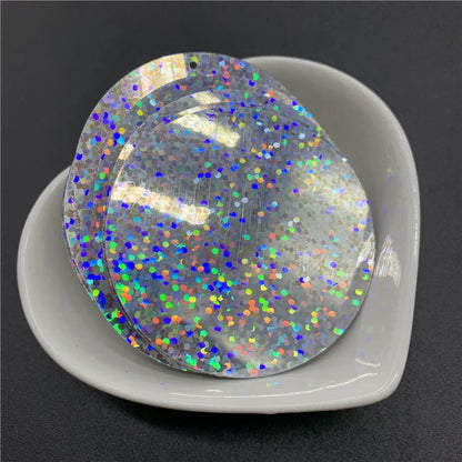 50PCS 50mm Flat Round Sequins with Side Hole – PVC Loose Paillettes for Sewing, DIY Crafts & Wedding Decorations