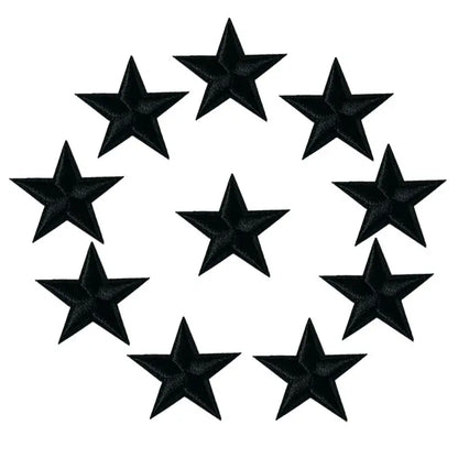 10pcs Star Embroidered Iron-On Patches – Gold Silver Red Blue Pink DIY Applique Badges for Clothes & Craft Decoration