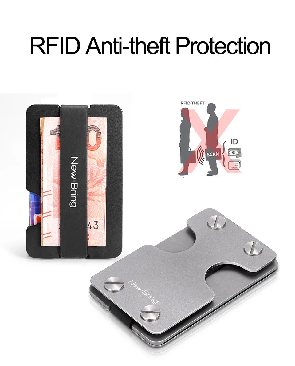 NewBring Multi-Functional Metal Money Clip – Men's Credit Card Wallet & Key Holder
